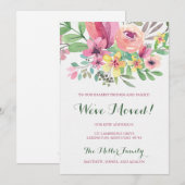 Kleurrijke Waterverf Bloem We Zijn Verhuisd Aankondiging (Voorkant / Achterkant)