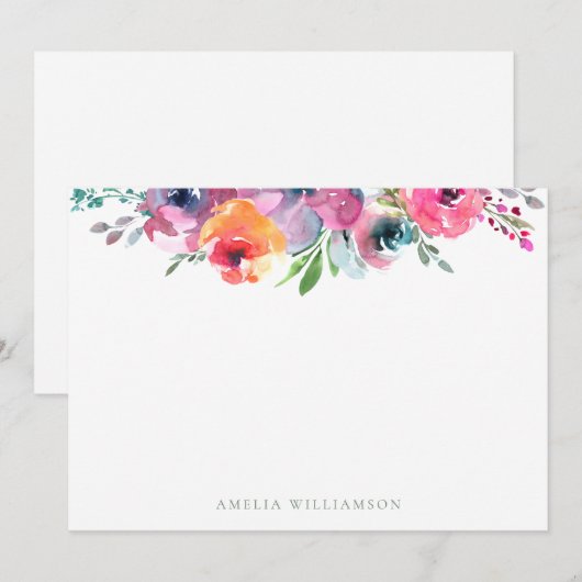 Kleurrijke Waterverf Bloemachtige Bruidsuitnodigin Bedankkaart (Voorkant / Achterkant)