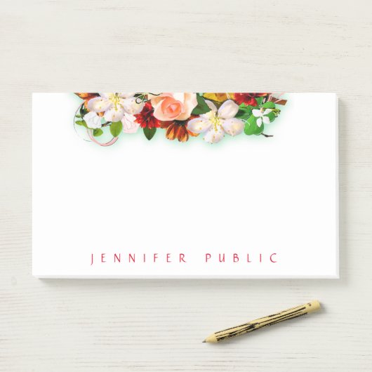  Kleurrijke Waterverf Bloemboeket Sjabloon Post-it® Notes (Op bureau)