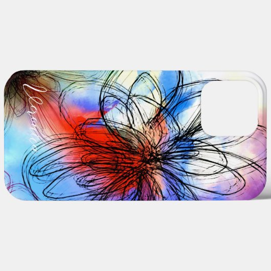 Kleurrijke Waterverf bloemen Abstracte handtekenin Case-Mate iPhone Case (Achterkant (horizontaal))