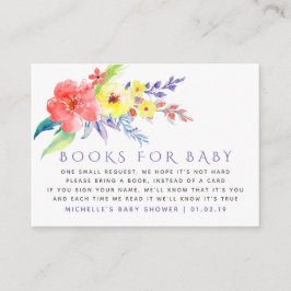 Kleurrijke Waterverf Bloemen Baby Boek Aanvraag Informatiekaartje