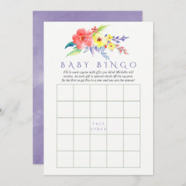 Kleurrijke Waterverf Bloemen Baby shower Bingo Kaart
