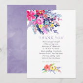 Kleurrijke Waterverf Bloemen Baby shower Dank u Bedankkaart (Voorkant / Achterkant)