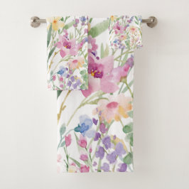 Kleurrijke Waterverf Bloemen Bad Handdoek