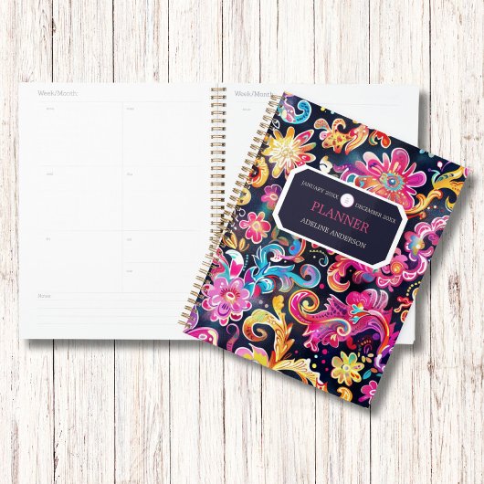 Kleurrijke Waterverf Bloemen Bedrijf Logo Monogram Planner