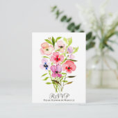 Kleurrijke Waterverf Bloemen Boeket Bruiloft RSVP Briefkaart (Staand voorkant)
