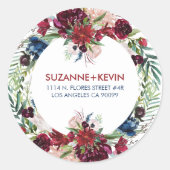 Kleurrijke waterverf bloemen boeket ronde sticker (Voorkant)