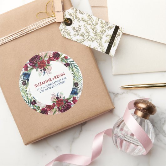 Kleurrijke waterverf bloemen boeket ronde sticker (Geschenken)