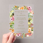 Kleurrijke Waterverf Bloemen bruiloft Aardse Boho Acryl Uitnodigingen (Insitu (Draagbaar))