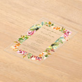 Kleurrijke Waterverf Bloemen bruiloft Aardse Boho Acryl Uitnodigingen (Laagn)