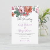 Kleurrijke Waterverf Bloemen Bruiloft Kaart (Staand voorkant)