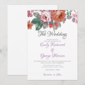 Kleurrijke Waterverf Bloemen Bruiloft Kaart (Voorkant / Achterkant)