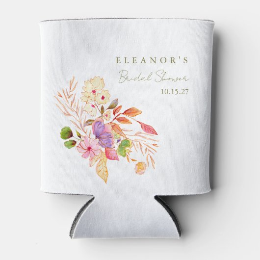 Kleurrijke Waterverf Bloemen Brunch Bubble Shower Blikjeskoeler (Voorkant)