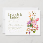 Kleurrijke Waterverf Bloemen Brunch Bubble Shower Kaart (Voorkant)