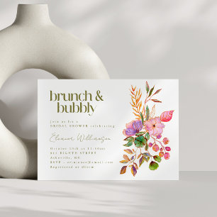 Kleurrijke Waterverf Bloemen Brunch Bubble Shower Kaart