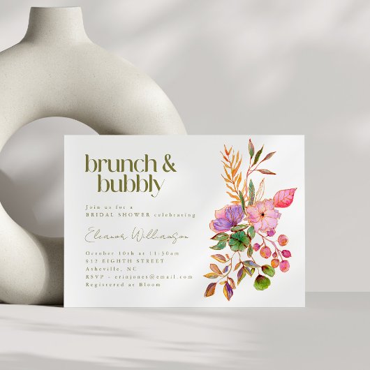 Kleurrijke Waterverf Bloemen Brunch Bubble Shower Kaart