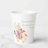 Kleurrijke Waterverf Bloemen Brunch Bubble Shower Papieren Bekers (Voorkant)