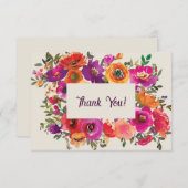 Kleurrijke Waterverf Bloemen Dank u kaart (Voorkant / Achterkant)