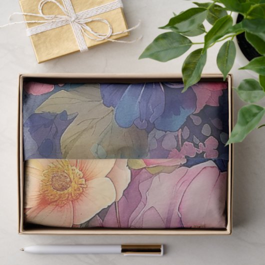 Kleurrijke Waterverf Bloemen Decoupage Tissuepapier (Geschenk)