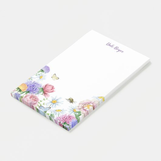 Kleurrijke Waterverf bloemen en Butterflies Garden Post-it® Notes (Schuin)