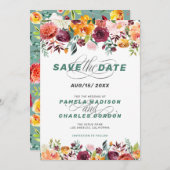 Kleurrijke waterverf bloemen en kalligrafie kaart (Voorkant / Achterkant)