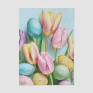 Kleurrijke waterverf Bloemen en Paaseieren Tissuepapier