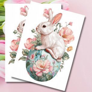Kleurrijke waterverf Bloemen en Paashaas Tissuepapier