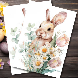 Kleurrijke waterverf Bloemen en Paashaas Tissuepapier