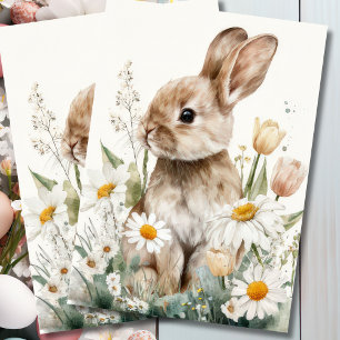 Kleurrijke waterverf Bloemen en Paashaas Tissuepapier
