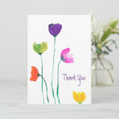 Kleurrijke Waterverf bloemen flat bedankt kaart (Staand voorkant)