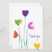 Kleurrijke Waterverf bloemen flat bedankt kaart (Voorkant / Achterkant)