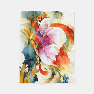 Kleurrijke waterverf bloemen fleece deken