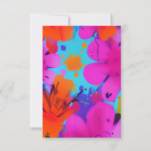 Kleurrijke waterverf bloemen fuchsia oranje bedankkaart (Voorkant)