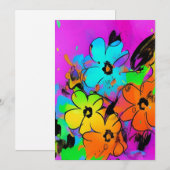 Kleurrijke waterverf bloemen fuchsia oranje kat bedankkaart (Voorkant / Achterkant)