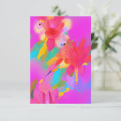 Kleurrijke waterverf bloemen fuschia abstract kat bedankkaart (Staand voorkant)