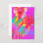 Kleurrijke waterverf bloemen fuschia abstract kat bedankkaart (Voorkant / Achterkant)