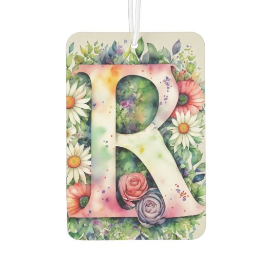 Kleurrijke Waterverf Bloemen Gepersonaliseerde Mon Luchtverfrisser (Achterkant)