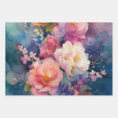 Kleurrijke Waterverf Bloemen Geschenkverpakking Pa Inpakpapier Vel (Voorkant)