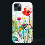 Kleurrijke Waterverf Bloemen Illustratie iPhone 13 Hoesje<br><div class="desc">Kleurrijke koele lentebloemen waterverf illustratie</div>