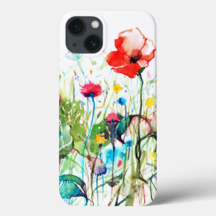 Kleurrijke Waterverf Bloemen Illustratie iPhone 13 Hoesje
