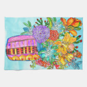 Kleurrijke Waterverf Bloemen in een Jar Keuken Han Theedoek (Horizontaal)