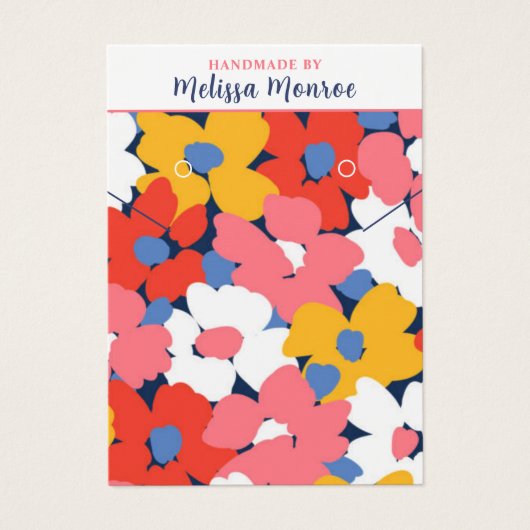 Kleurrijke Waterverf Bloemen Ketting Sieraden Visitekaartje (Voorkant)