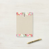 Kleurrijke Waterverf Bloemen Kraft Monogram Initia Post-it® Notes (Op bureau)