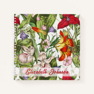 Kleurrijke  Waterverf Bloemen Monogram Notitieboek