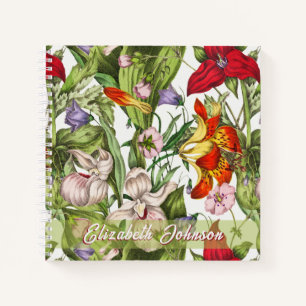 Kleurrijke  Waterverf Bloemen Monogram Notitieboek