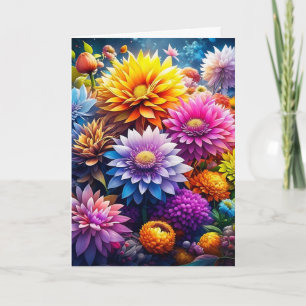 Kleurrijke Waterverf Bloemen Oma's Verjaardag Kaart