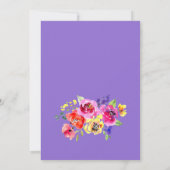 Kleurrijke Waterverf Bloemen Paarse Vrijgezellenfe Kaart (Achterkant)