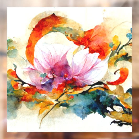 Kleurrijke waterverf bloemen raamsticker (Vel 2)