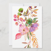 Kleurrijke Waterverf Bloemen Script Koppels Douche Kaart (Achterkant)