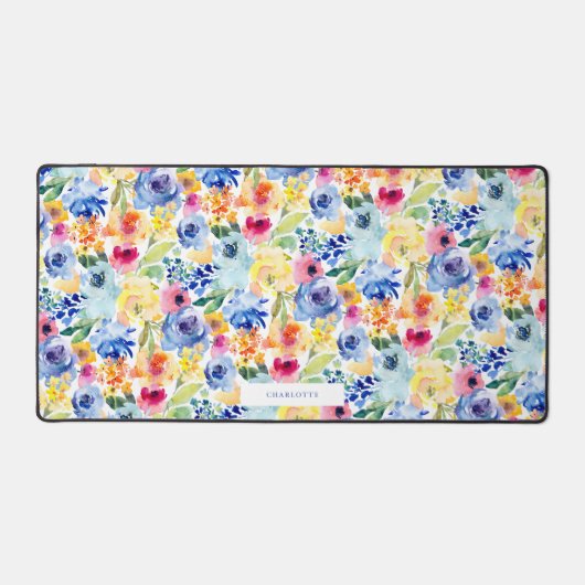 Kleurrijke Waterverf Bloemen Spiraal Bureaumat (Voorkant)